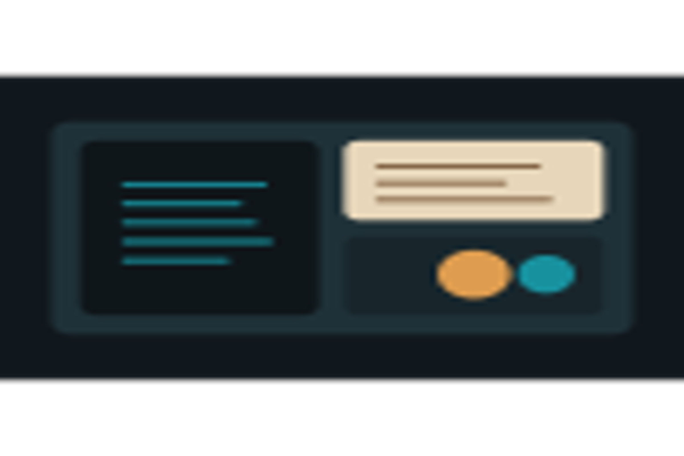 Rules review desk with source fragments, detail markers, and clear blue lighting.